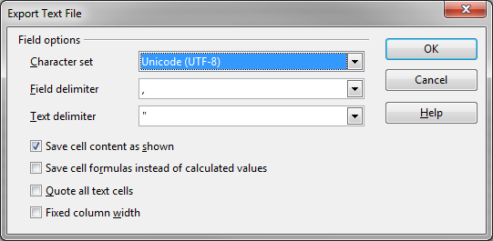 export settings